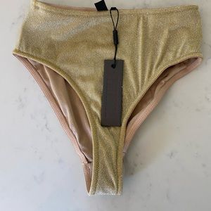 Triangl Gold Shimmer High Waisted Bikini Bottoms (Cheeky!)